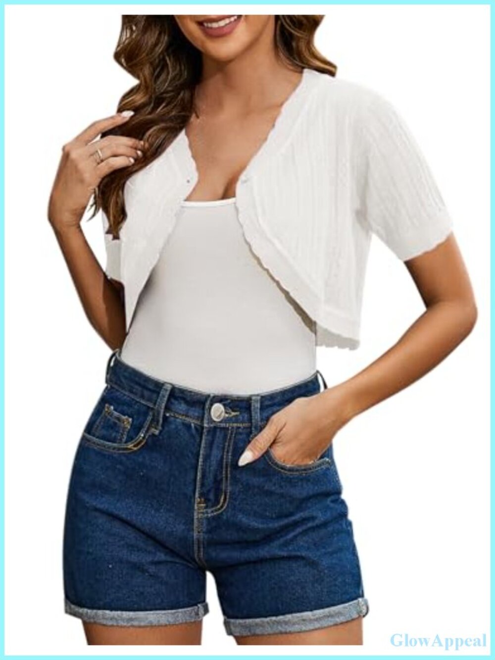 Women's Short Sleeve Cropped Cardigan Open Front Bolero Shrugs for Dresses